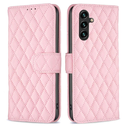 BINFEN COLOR BF Style-14 For Samsung Galaxy A56 5G Case Rhombus Phone Leather Cover Stand - Pink