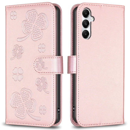 For Samsung Galaxy A56 5G Case Clover Pattern Wallet Stand View Leather Phone Cover - Pink