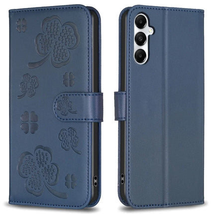 For Samsung Galaxy A56 5G Case Clover Pattern Wallet Stand View Leather Phone Cover - Blue