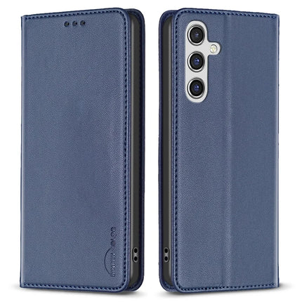 BINFEN COLOR BF18 For Samsung Galaxy A56 5G Leather Case Card Slots Phone Cover - Blue