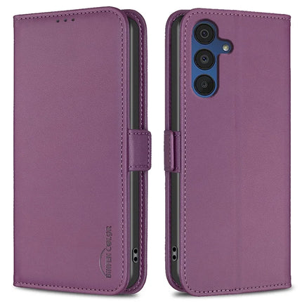 BINFEN COLOR BF31 For Samsung Galaxy A56 5G Case with Wallet Stand PU Leather Flip Phone Cover - Dark Purple