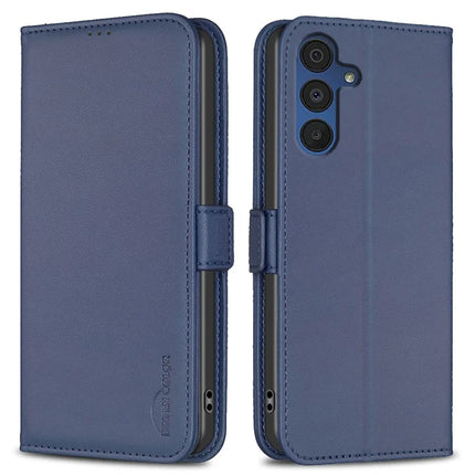 BINFEN COLOR BF31 For Samsung Galaxy A56 5G Case with Wallet Stand PU Leather Flip Phone Cover - Blue