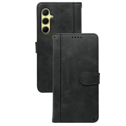 For Samsung Galaxy A56 5G Case Calf Texture Leather Stand Book Style Phone Cover - Black