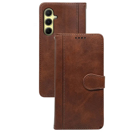 For Samsung Galaxy A56 5G Case Calf Texture Leather Stand Book Style Phone Cover - Brown