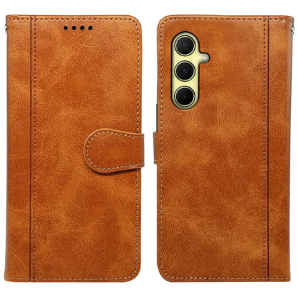 For Samsung Galaxy A56 5G Case Calf Texture Leather Stand Book Style Phone Cover - Yellow