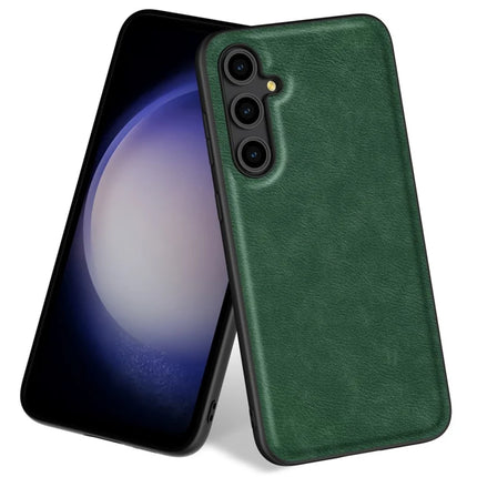 For Samsung Galaxy A56 5G Case Retro Leather Coated PC+TPU Phone Cover - Green