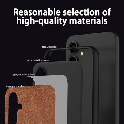 For Samsung Galaxy A56 5G Case Retro Leather Coated PC+TPU Phone Cover