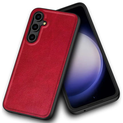 For Samsung Galaxy A56 5G Case Retro Leather Coated PC+TPU Phone Cover - Red