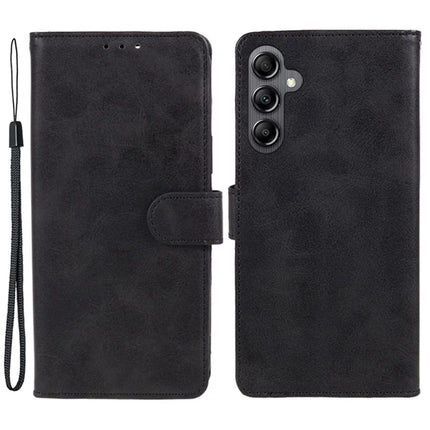 For Samsung Galaxy A56 5G Case PU Leather Wallet Protective Phone Cover Calf Texture - Black