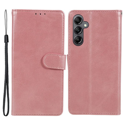 For Samsung Galaxy A56 5G Case PU Leather Wallet Protective Phone Cover Calf Texture - Rose Gold