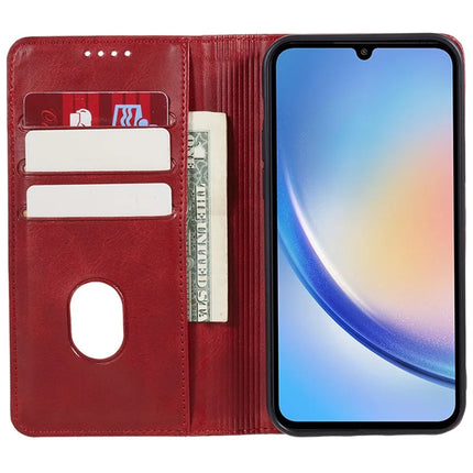 For Samsung Galaxy A56 5G Case Strong Magnetic PU Leather Phone Cover Calf Texture