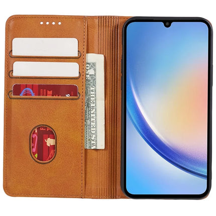 For Samsung Galaxy A56 5G Case Strong Magnetic PU Leather Phone Cover Calf Texture