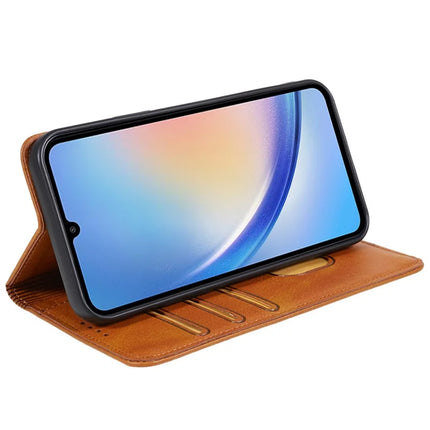 For Samsung Galaxy A56 5G Case Strong Magnetic PU Leather Phone Cover Calf Texture