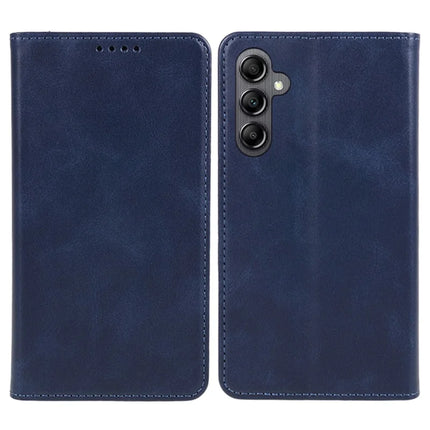 For Samsung Galaxy A56 5G Case Strong Magnetic PU Leather Phone Cover Calf Texture - Blue