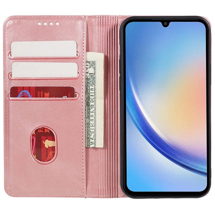 For Samsung Galaxy A56 5G Case Strong Magnetic PU Leather Phone Cover Calf Texture