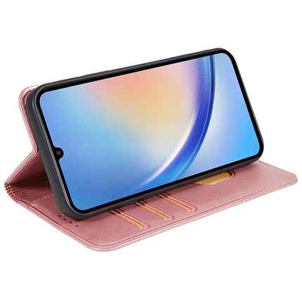 For Samsung Galaxy A56 5G Case Strong Magnetic PU Leather Phone Cover Calf Texture