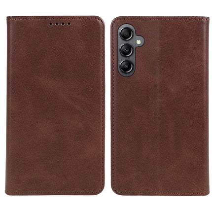 For Samsung Galaxy A56 5G Case Strong Magnetic PU Leather Phone Cover Calf Texture - Brown