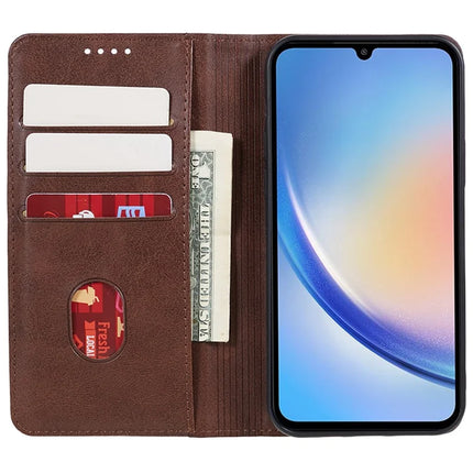 For Samsung Galaxy A56 5G Case Strong Magnetic PU Leather Phone Cover Calf Texture