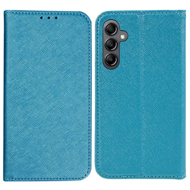 For Samsung Galaxy A56 5G Case Cross Texture Leather Phone Cover Hidden Magnetic - Sky Blue