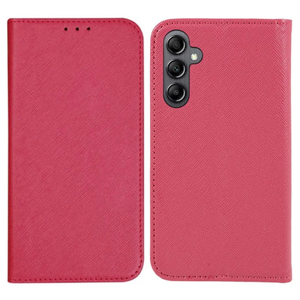 For Samsung Galaxy A56 5G Case Cross Texture Leather Phone Cover Hidden Magnetic - Pink