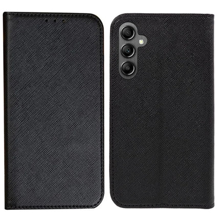 For Samsung Galaxy A56 5G Case Cross Texture Leather Phone Cover Hidden Magnetic - Black