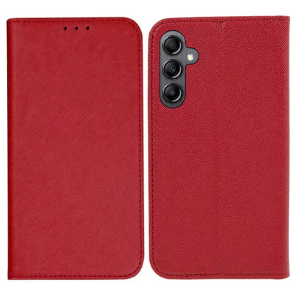 For Samsung Galaxy A56 5G Case Cross Texture Leather Phone Cover Hidden Magnetic - Red