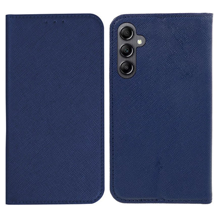 For Samsung Galaxy A56 5G Case Cross Texture Leather Phone Cover Hidden Magnetic - Dark Blue