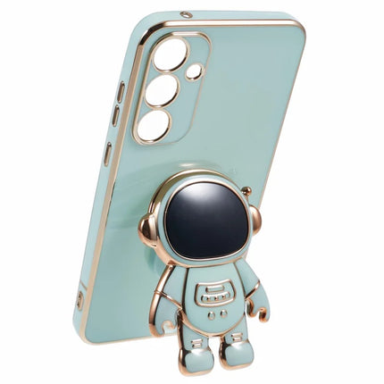 For Samsung Galaxy A35 5G Case Electroplating Soft TPU Phone Cover Astronaut Hidden Kickstand