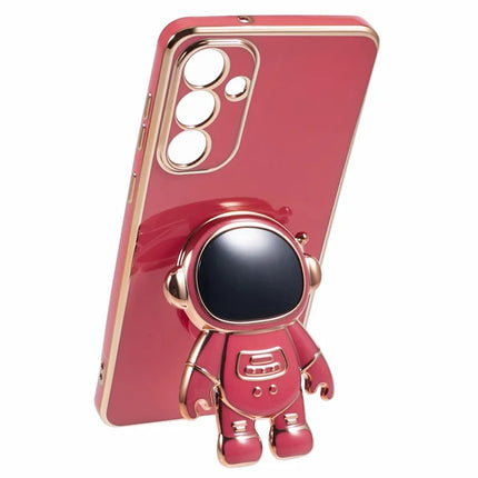 For Samsung Galaxy A35 5G Case Electroplating Soft TPU Phone Cover Astronaut Hidden Kickstand
