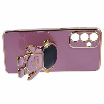 For Samsung Galaxy A35 5G Case Electroplating Soft TPU Phone Cover Astronaut Hidden Kickstand