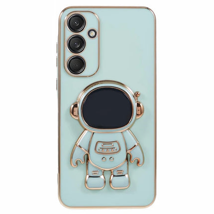 For Samsung Galaxy A05s 4G Case Electroplating Soft TPU Phone Cover Astronaut Hidden Kickstand - Cyan