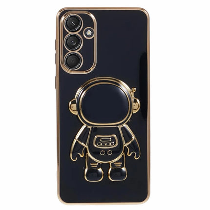 For Samsung Galaxy A05s 4G Case Electroplating Soft TPU Phone Cover Astronaut Hidden Kickstand - Black