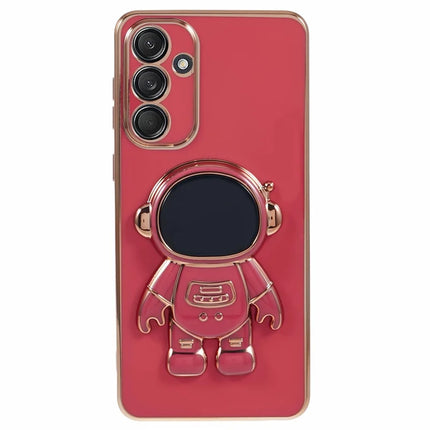 For Samsung Galaxy A05s 4G Case Electroplating Soft TPU Phone Cover Astronaut Hidden Kickstand - Red
