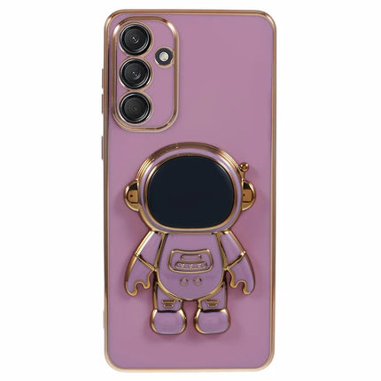 For Samsung Galaxy A05s 4G Case Electroplating Soft TPU Phone Cover Astronaut Hidden Kickstand - Purple