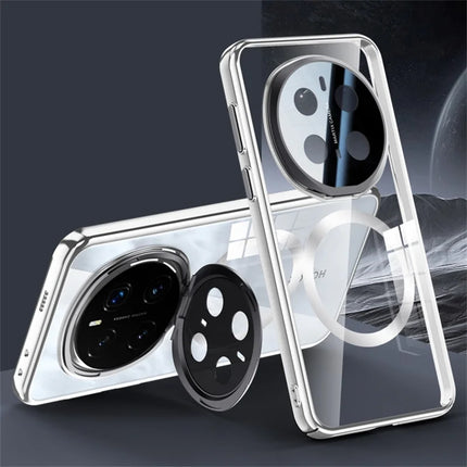 For Honor Magic7 Pro 5G Case Compatible with MagSafe Lens Kickstand Clear PC Back Cover - Silver