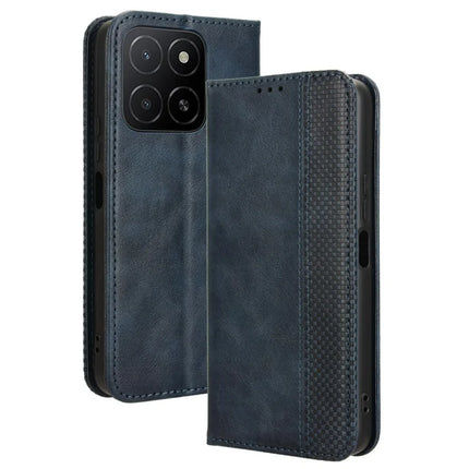 For Honor X5b Plus / X5b Leather Case Wallet Stand Retro Texture Phone Cover - Blue