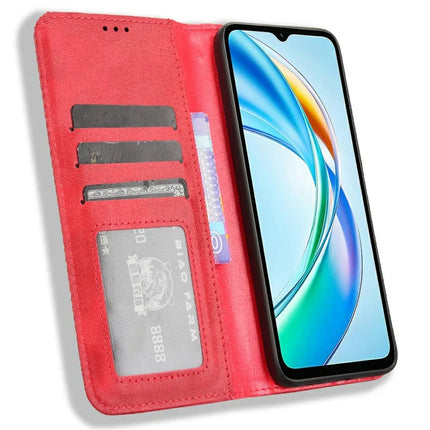 For Honor X5b Plus / X5b Leather Case Wallet Stand Retro Texture Phone Cover