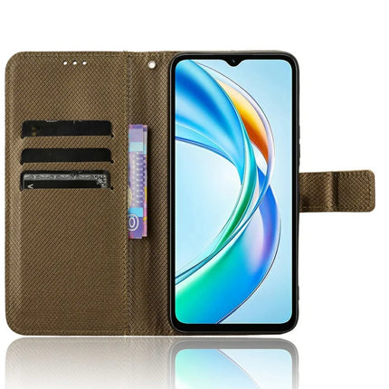 For Honor X5b Plus / X5b Case PU Leather Diamond Texture Wallet Phone Cover
