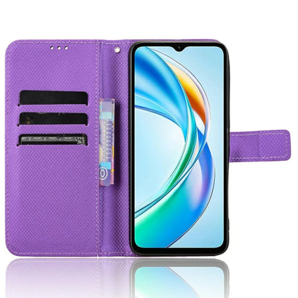 For Honor X5b Plus / X5b Case PU Leather Diamond Texture Wallet Phone Cover