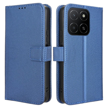 For Honor X5b Plus / X5b Case PU Leather Diamond Texture Wallet Phone Cover - Blue