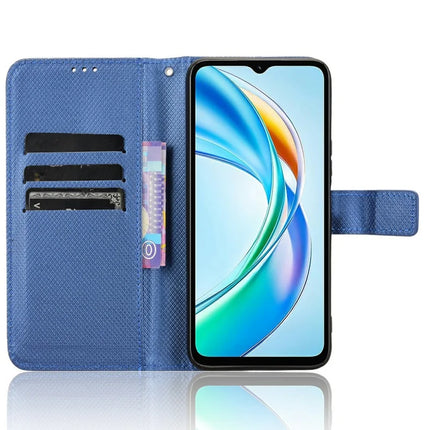 For Honor X5b Plus / X5b Case PU Leather Diamond Texture Wallet Phone Cover