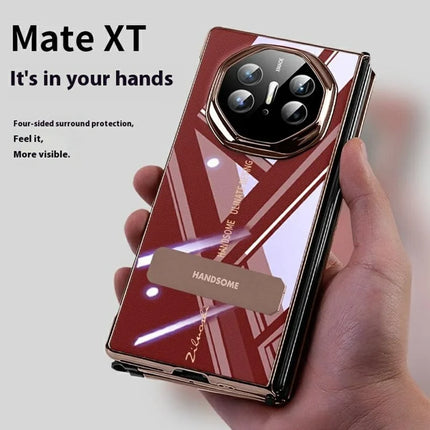 For Huawei Mate XT Ultimate Case Kickstand Electroplating Frame Clear PC Phone Back Cover