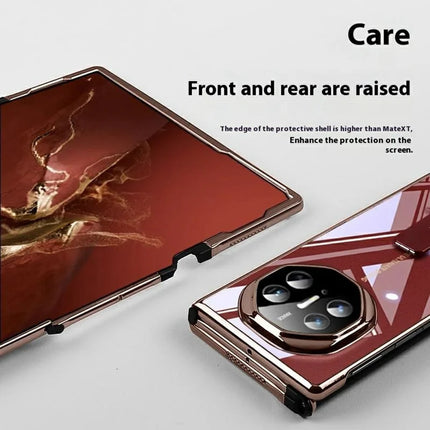 For Huawei Mate XT Ultimate Case Kickstand Electroplating Frame Clear PC Phone Back Cover