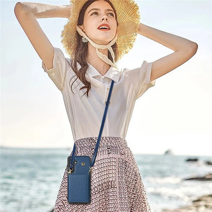 For Samsung Galaxy A55 5G Case Tri-Fold Card Holder Kickstand TPU+Leather Back Cover with Shoulder Strap