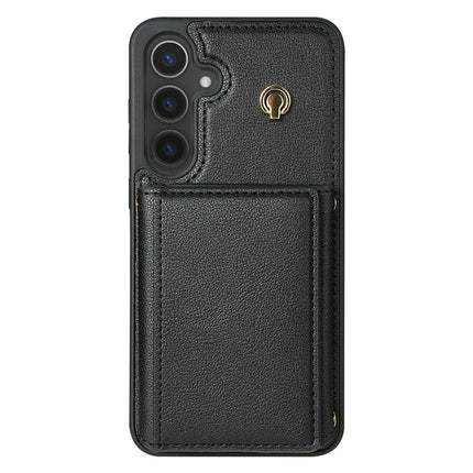 For Samsung Galaxy A15 4G / 5G Case Tri-Fold Card Holder Kickstand TPU+Leather Back Cover with Shoulder Strap