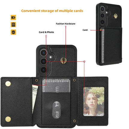 For Samsung Galaxy A15 4G / 5G Case Tri-Fold Card Holder Kickstand TPU+Leather Back Cover with Shoulder Strap