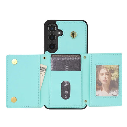For Samsung Galaxy A15 4G / 5G Case Tri-Fold Card Holder Kickstand TPU+Leather Back Cover with Shoulder Strap