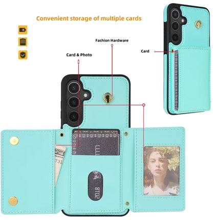 For Samsung Galaxy A15 4G / 5G Case Tri-Fold Card Holder Kickstand TPU+Leather Back Cover with Shoulder Strap