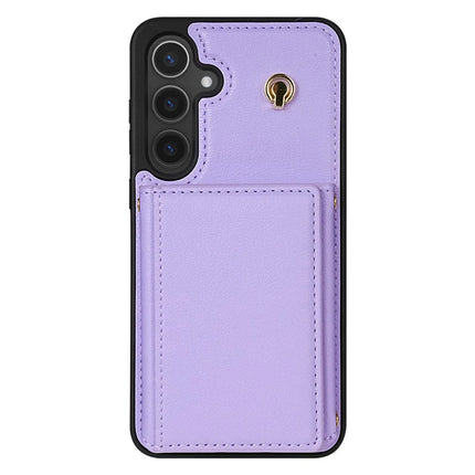 For Samsung Galaxy A15 4G / 5G Case Tri-Fold Card Holder Kickstand TPU+Leather Back Cover with Shoulder Strap
