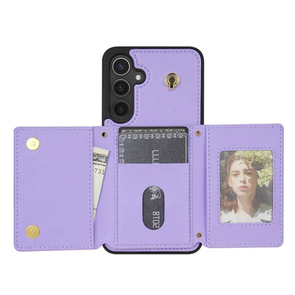 For Samsung Galaxy A15 4G / 5G Case Tri-Fold Card Holder Kickstand TPU+Leather Back Cover with Shoulder Strap